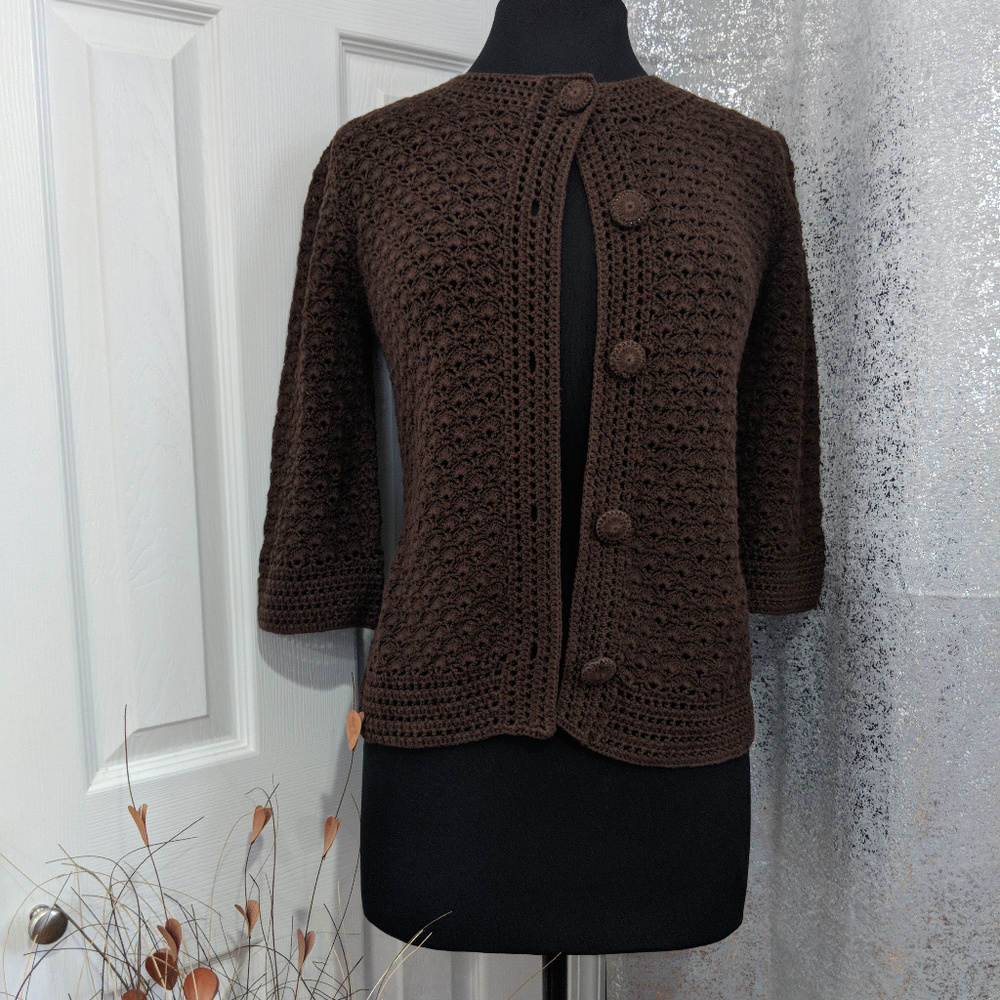 Banana Republic brown crochet cardigan Sz M